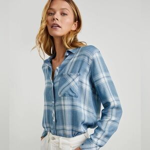 Rail Blue and White Plaid Button Down Shirt